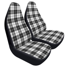 Load image into Gallery viewer, Black and White Plaid Tartan Car Seat Covers (2 Pcs)