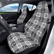 Load image into Gallery viewer, Black and White Nautical Car Seat Covers (2 Pcs)