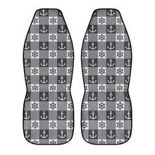 Load image into Gallery viewer, Black and White Nautical Car Seat Covers (2 Pcs)