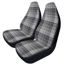 Load image into Gallery viewer, Gray Black and White Tartan Plaid Car Seat Covers (2 Pcs)