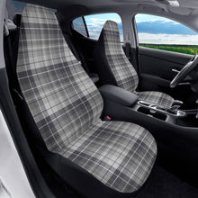 Load image into Gallery viewer, Gray Black and White Tartan Plaid Car Seat Covers (2 Pcs)