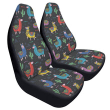 Load image into Gallery viewer, Black Colorful Llama Front Car Seat Covers