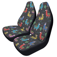 Load image into Gallery viewer, Black Colorful Llama Front Car Seat Covers