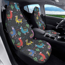 Load image into Gallery viewer, Black Colorful Llama Front Car Seat Covers