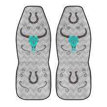 Load image into Gallery viewer, Chevron Cow Skull Front Car Seat Covers
