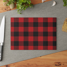 Load image into Gallery viewer, Red Black Buffalo Plaid Tempered Glass Cutting Board