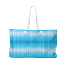 Load image into Gallery viewer, Blue and White Tie Dye Style Pattern Boho Weekender Bag For Shopping, Traveling, Oversized Tote With Rope Handles