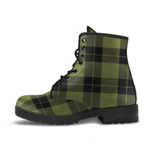 Load image into Gallery viewer, Army Green and Black Plaid Women's Vegan Leather Boots