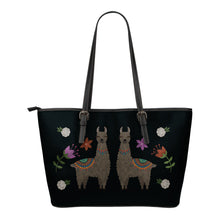 Load image into Gallery viewer, Llama Vegan Leather Tote Bags Chalky Boho Desert Style Design With Flowers