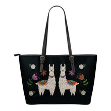Load image into Gallery viewer, Llama Vegan Leather Tote Bags Chalky Boho Desert Style Design With Flowers