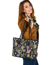 Load image into Gallery viewer, Colorful Cactus Pattern Vegan Leather Tote Bags