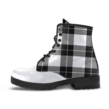 Load image into Gallery viewer, Black and White Tartan Plaid Boots Vegan Leather