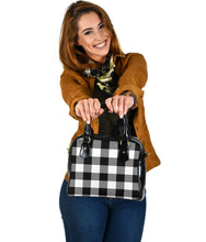 Load image into Gallery viewer, Black and White Buffalo Plaid Handbag Shoulder Bag