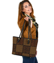 Load image into Gallery viewer, Animal Print Safari Patchwork Tote Bag Vegan Leather