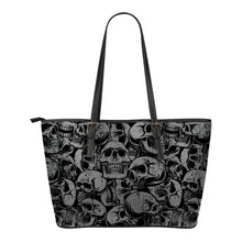 Load image into Gallery viewer, Gray Skull and Black Vegan Leather Tote Bag Shoulder Bag Purse