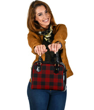 Load image into Gallery viewer, Dark Red Buffalo Plaid Handbag Purse With Shoulder Strap Vegan Leather