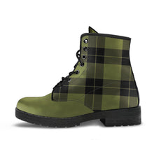 Load image into Gallery viewer, Army Green and Black Plaid Women's Vegan Leather Boots