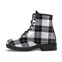 Load image into Gallery viewer, Black and White Tartan Plaid Boots Vegan Leather