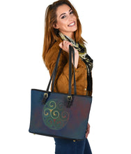 Load image into Gallery viewer, Blue With Celtic Spiral Design Tote Bag