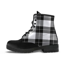 Load image into Gallery viewer, Black and White Tartan Plaid Boots Vegan Leather