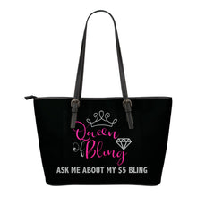 Load image into Gallery viewer, Queen Of Bling Tote Bag Pink Design Silver Letters