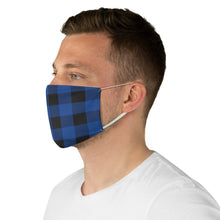 Load image into Gallery viewer, Dark Blue and Black Buffalo Plaid Printed Cloth Fabric Face Mask Country Buffalo Check Farmhouse Pattern