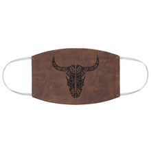 Load image into Gallery viewer, Southwestern Bull Cow Skull Design on Brown Faux Leather Printed Fabric Face Mask Boho