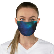 Load image into Gallery viewer, Blue Galaxy Printed Cloth Fabric Face Mask Colorful Teal and Black Outer Space