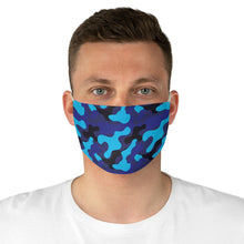 Load image into Gallery viewer, Blue Camo Printed Cloth Fabric Face Mask Colorful Blue and Black Camouflage
