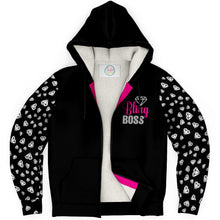 Load image into Gallery viewer, Bling Boss, Black With White Diamond Sleeves Micro-fleece Lined Hoodie