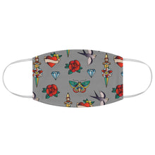 Load image into Gallery viewer, Gray With Traditional Tattoo Pattern Fabric Face Mask Printed Old School Style