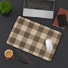 Load image into Gallery viewer, Brown Burlap Style Buffalo Plaid Printed Desk Mat