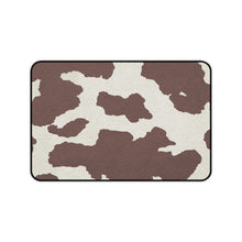 Load image into Gallery viewer, Dark Brown Cow Hide Print Black and White Desk Mat Keyboard Pad