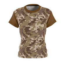 Load image into Gallery viewer, Camo Pattern Women's Tee Brown and Tan Desert Camouflage With Contrast Sleeves