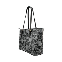 Load image into Gallery viewer, gray and black skull tote Leather Tote Bag/Small (Model 1651)