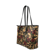 Load image into Gallery viewer, skull roses tote Leather Tote Bag/Small (Model 1651)