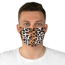 Load image into Gallery viewer, Leopard Print Orange, White and Black Fabric Fashion Face Mask Animal Print Safari Jungle Pattern