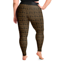 Load image into Gallery viewer, Brown and Black Ethnic Pattern Plus Size Leggings 2X-6X Squat Proof