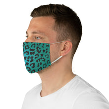 Load image into Gallery viewer, Teal Blue Leopard Printed Fabric Fashion Face Mask Animal Print