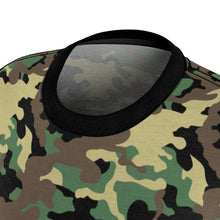 Load image into Gallery viewer, Camo Pattern Women's Tee Green, Brown and Black Camouflage With Contrast Sleeves