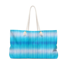 Load image into Gallery viewer, Blue and White Tie Dye Style Pattern Boho Weekender Bag For Shopping, Traveling, Oversized Tote With Rope Handles