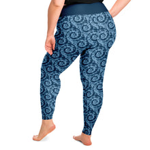 Load image into Gallery viewer, Blue Tie Dye Pattern Plus Size Leggings 2X-6X Squat Proof