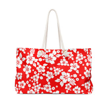 Load image into Gallery viewer, Red and White Hibiscus Hawaiian Pattern Beach Bag Weekender Bag For Shopping travel and More