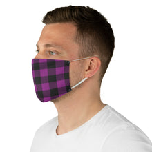 Load image into Gallery viewer, Purple and Black Buffalo Plaid Printed Cloth Fabric Face Mask Country Buffalo Check Farmhouse Pattern