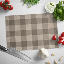 Load image into Gallery viewer, Burlap Style Buffalo Plaid Tempered Glass Cutting Board Farmhouse Kitchen Decor