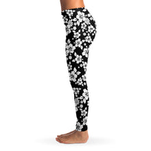 Load image into Gallery viewer, Black and White Hibiscus Flower Hawaiian Pattern Leggings XS - XL Squat Proof
