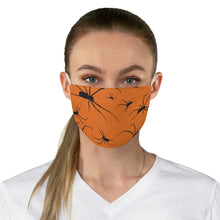 Load image into Gallery viewer, Orange With Spider Pattern Fabric Face Mask Printed Cloth Halloween Spiders Spooky