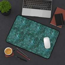 Load image into Gallery viewer, Dusky Turquoise Tooled Leather Style Pattern Desk Mat