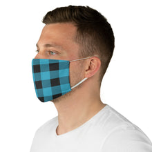 Load image into Gallery viewer, Turquoise Blue and Black Buffalo Plaid Printed Cloth Fabric Face Mask Country Buffalo Check Farmhouse Pattern