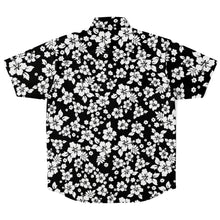 Load image into Gallery viewer, Black and White Hibiscus Hawaiian Flower Pattern Button Down Shirt